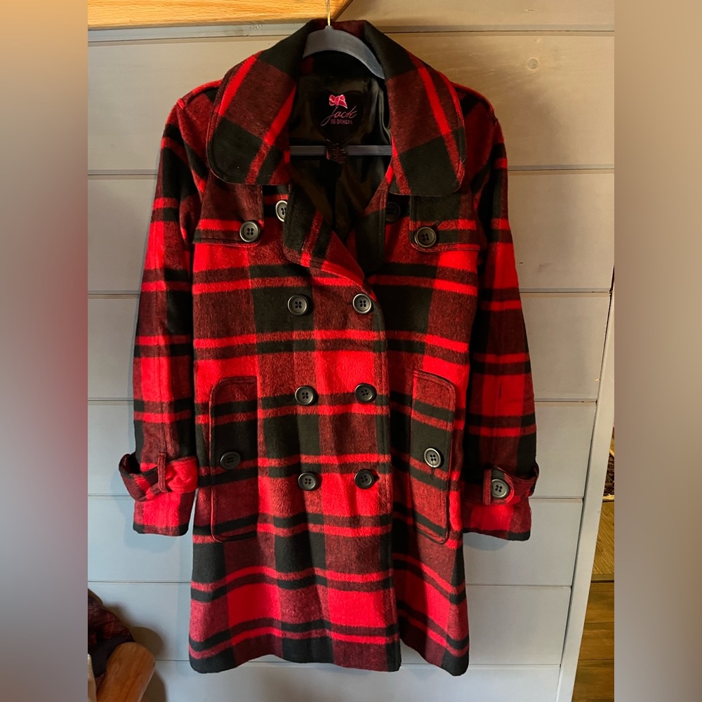 Jack BB Dakota red buffalo plaid coat